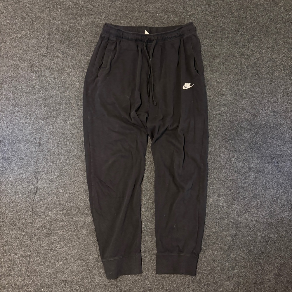 Nike Mens Jogger Sweatpants Black Size Large Logo Cuffed Pockets Drawstring